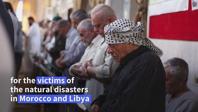 Syrians in Idlib pray for victims of deadly Morocco quake, Libya floods