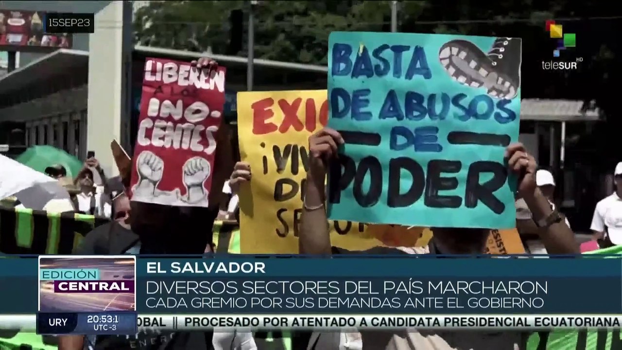 El Salvador: Sectores gremiales marchan para exigir diversas demandas al gobierno