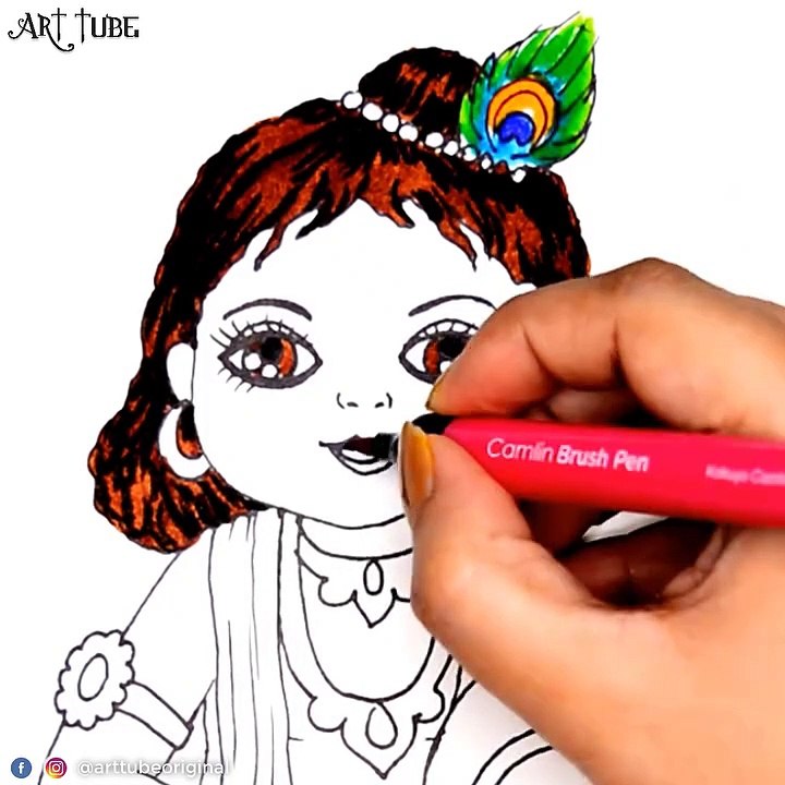 Bal Krishna Ka Chitra Kaise Banaen How To Draw Bal Krishna Video 