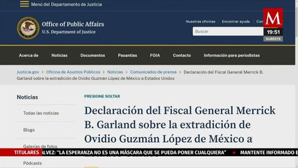 Éxito en la cooperación judicial: extradición de Ovidio Guzmán elogiada por autoridades de EU