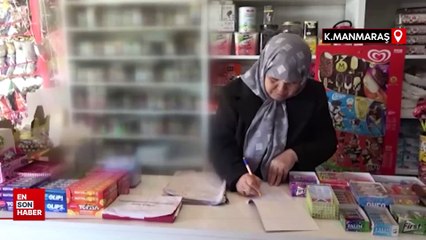 Depremzede kadın her şeye rağmen bakkalını işletiyor