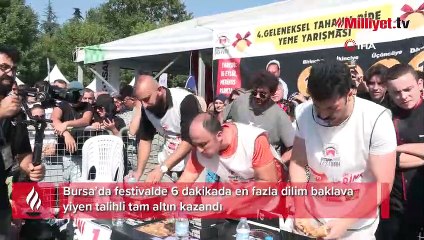 Ödül bir tam altın! 6 dakikada tam 44 dilim baklava yedi