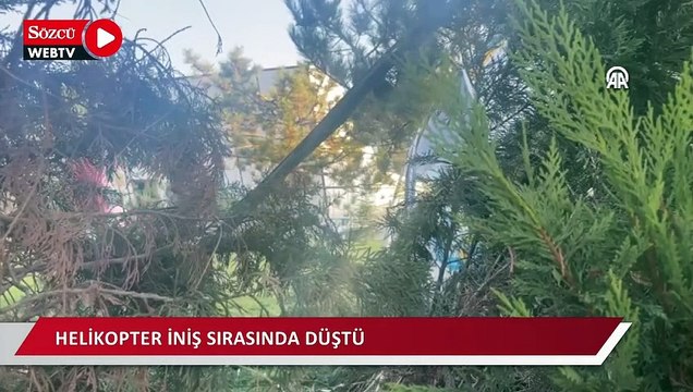 Özel bir şirkete ait helikopter iniş yaptığı sırada düştü