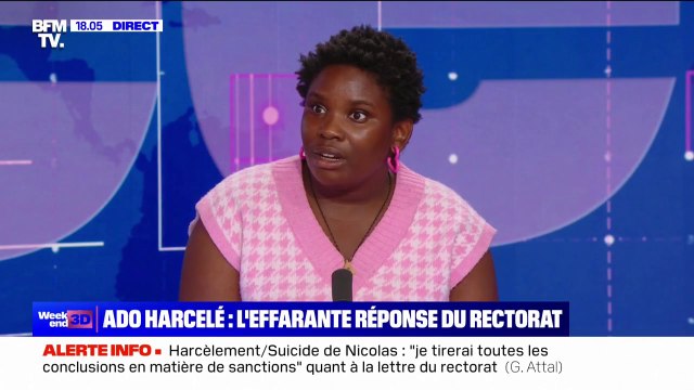 Suicide de Nicolas: Le rectorat accuse les parents de se plaindre, de mettre en avant une situation de harcèlement , regrette Anne-Liz Deba, ancienne victime de harcèlement scolaire