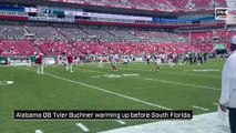 Alabama QB Tyler Buchner Warming Up Before South Florida