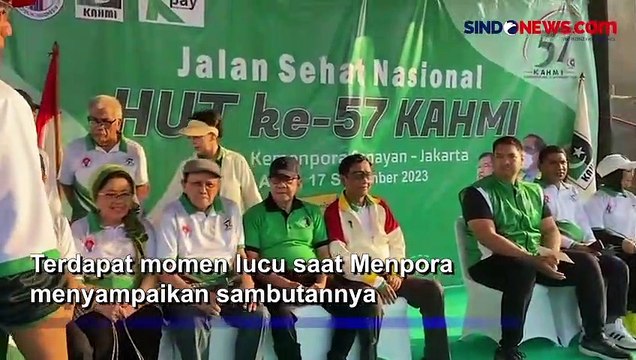 Momen Menpora Sebut Mahfud MD Wapres saat Hadiri Jalan Sehat HUT ke-57 KAHMI