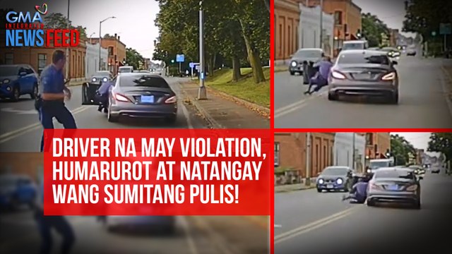 Driver na may violation, humarurot at natangay ang sumitang pulis! | GMA Integrated Newsfeed
