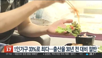 1인가구 33%로 최다…출산율 30년전 대비 절반