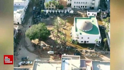 Libya Kızılayı, sel sonrası oluşan enkazı böyle görüntüledi