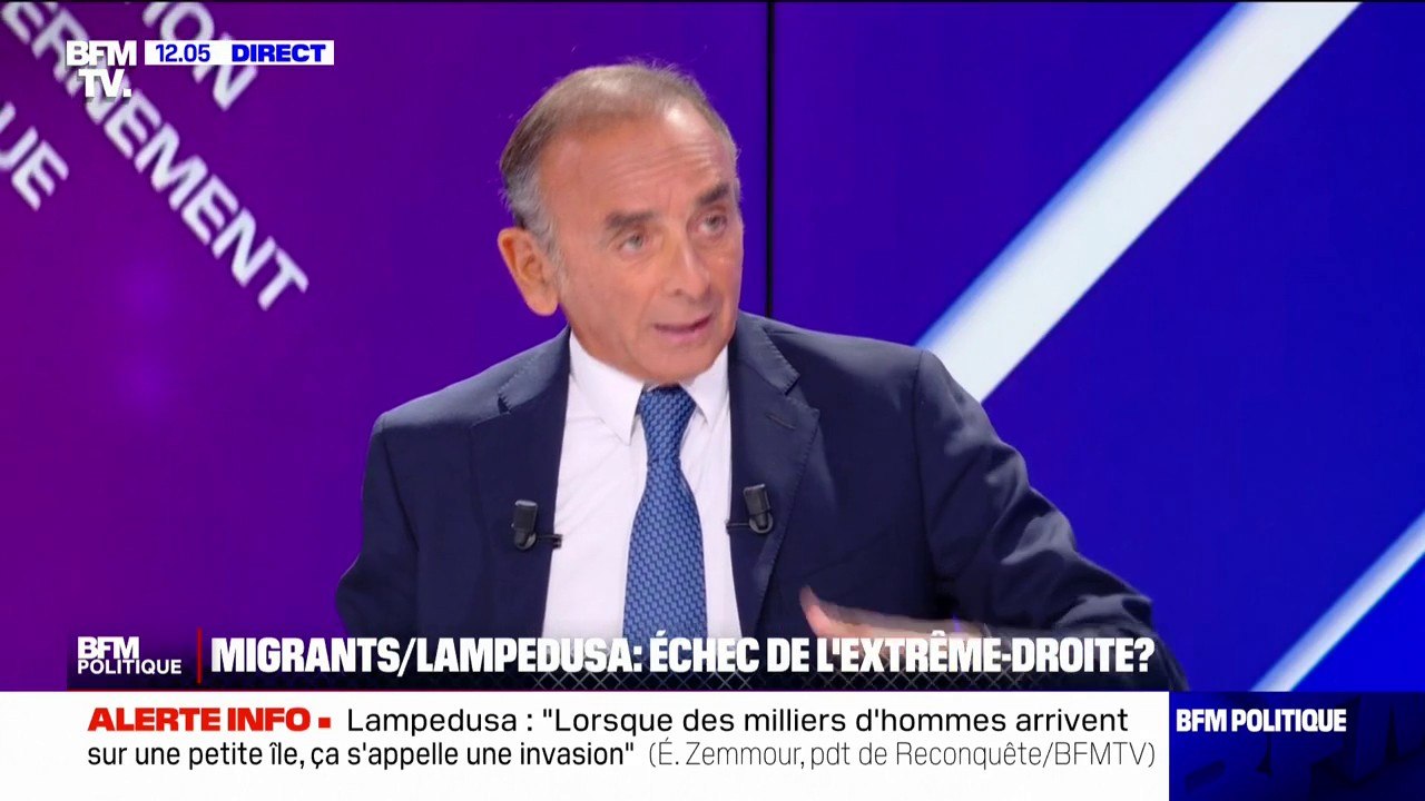 Lampedusa: "Lorsque des milliers d'hommes arrivent sur une petite île, ça s'appelle une invasion", affirme Éric Zemmour