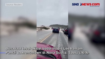 Busa Air Laut Mirip Salju Banjiri Pesisir Pantai Nova Scotia Kanada