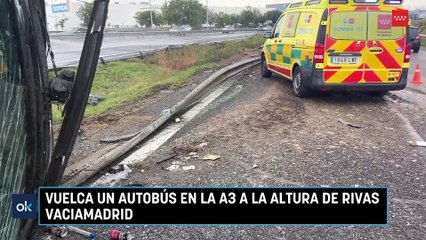 Vuelca un autobús en la A3 a la altura de Rivas Vaciamadrid