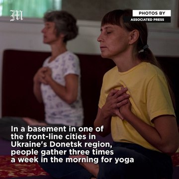 Yoga in a basement helps people in a Ukrainian front-line city cope with Russia's constant shelling
