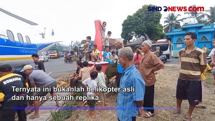 Warga Banjarnegara Kaget Helikopter Terparkir di Tengah Jalan
