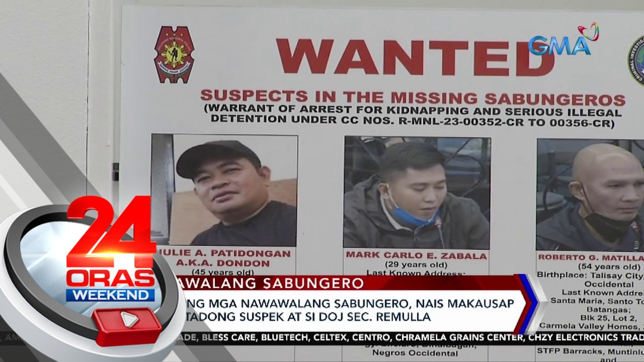 Ilang kaanak ng mga nawawalang sabungero, nais makausap ang 6 na arestadong suspek at si DOJ Sec. Remulla | 24 Oras Weekend