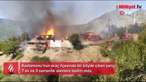Kastamonu’da köy yangını! 7 ev, 3 samanlık küle döndü