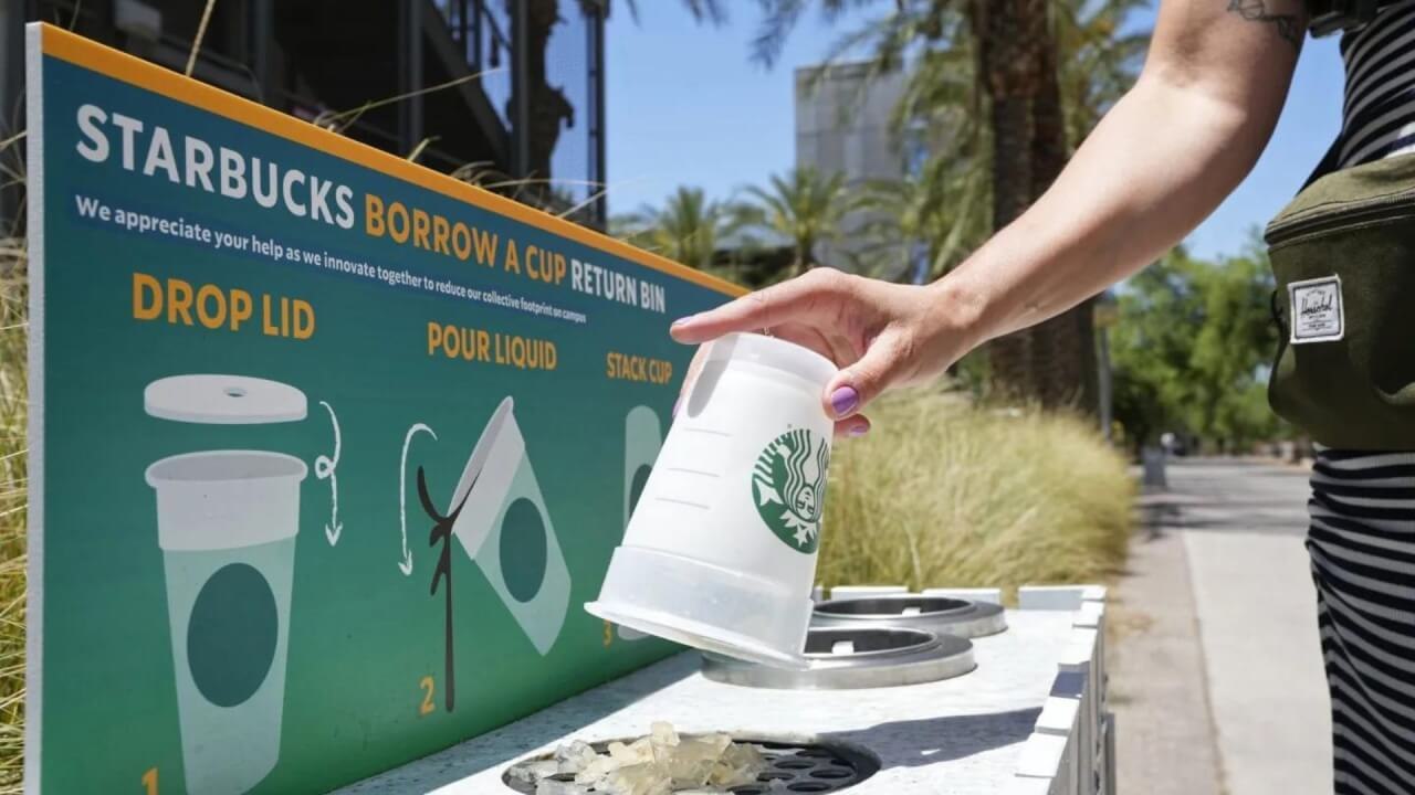 Starbucks wants to eliminate its disposable cups by 2030—but last year only 1.2% of its sales were in reusable ones
