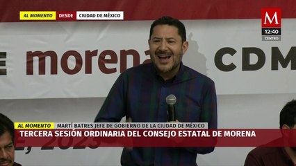 El Jefe de Gobierno de la CdMx durante 3. er sesión ordinaria del Consejo Estatal de Morena