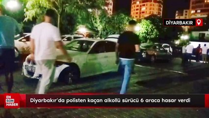 Diyarbakır'da polisten kaçan alkollü sürücü 6 araca hasar verdi