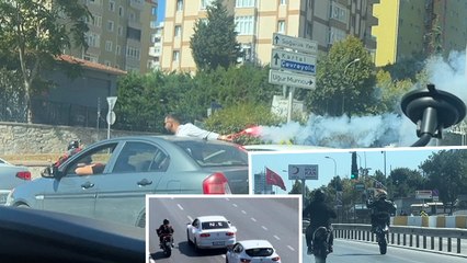 Kartal'da yolu kapatan düğün konvoyu trafik kurallarını altüst etti