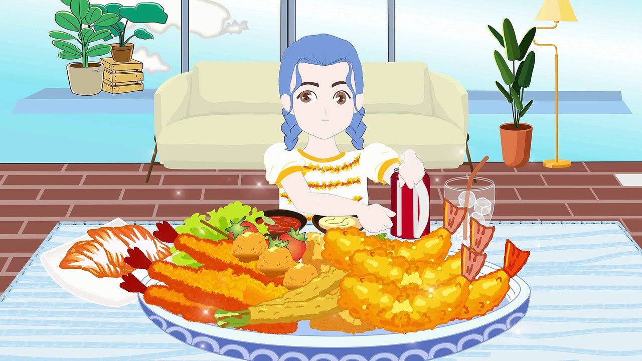 Mukbang ASMR Crispy fried shrimp Fried fish fried asparagus