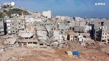 Libia, Derna distrutta dall'alluvione: la citta' vista dall'alto