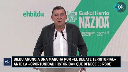 Bildu anuncia una marcha por «el debate territorial» ante la «oportunidad histórica» que ofrece el PSOE