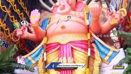 63 Feet Khairatabad Clay Ganesh Idol Creates New Record  _ V6 News