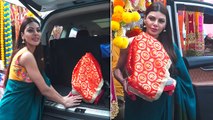 Controversy queen Sherlyn Chopra taking her Ganpati Bappa at home, Video goes Viral | FilmiBeat