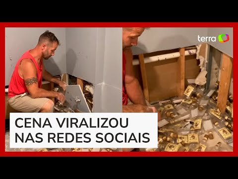 Casal quebra parede da casa nova e encontra estoque de garrafas de rum