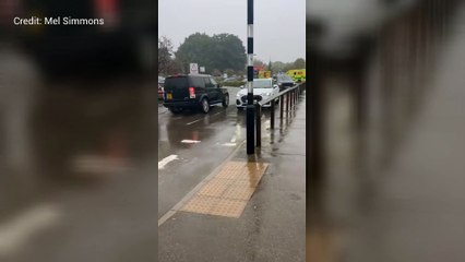 Heavy rain has led to flooding at Maidstone Hospital's car park