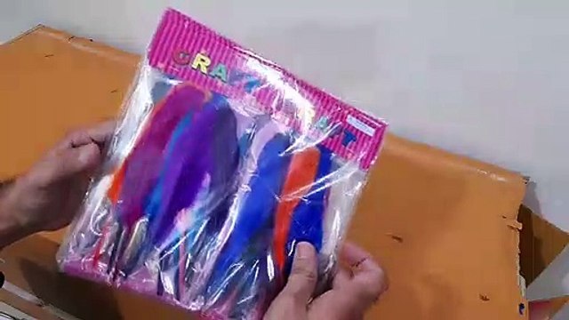 Unboxing and Review of Artificial Feathers Mix Colors Ideal for Craft, Wedding Party Decoration