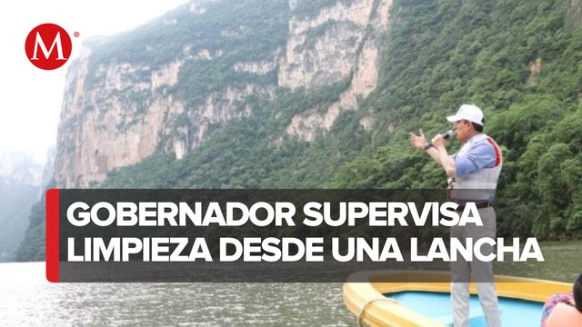Gobernador de Chiapas supervisa acciones de limpieza en Cañón del Sumidero