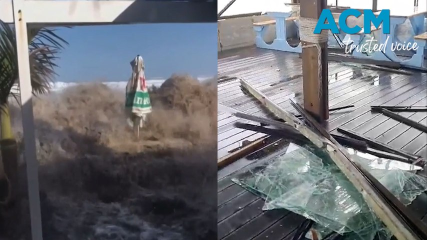 At least seven people were injured with five of requiring hospitalisation, when a massive wave struck a beachfront restaurant in the coastal village of Southbroom, South Africa.