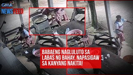 Babaeng nagluluto sa labas ng bahay, napasigaw sa kanyang nakita! | GMA Integrated Newsfeed