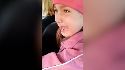 Ukrainian girl breaks down in tears after seeing her nursery destroyed by Russian missiles