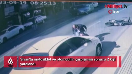 Motosikletin karıştığı kaza güvenlik kamerasına yansıdı