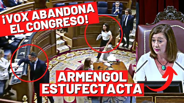 Los diputados de VOX desmontan el circo de los pinganillos de Armengol (PSOE) largándose del Congreso