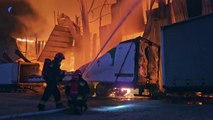 Firefighters tackle blaze after drone strike on Lviv kills one