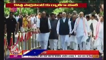 PM Modi & MPs Walk From Old Parliament Building To New Building _  V6 News
