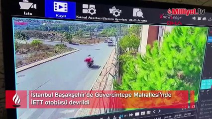 Başakşehir'de İETT otobüsü devrildi