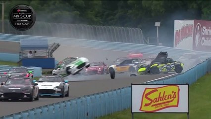 Mazda MX5 Cup 2023 Watkins Glen Race 2 Start Huge Pile Up