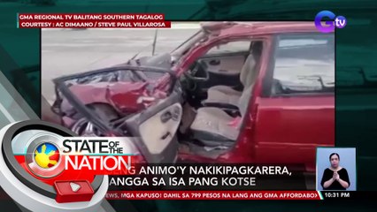 Kotseng animo'y nakikipagkarera, bumangga sa isa pang kotse | SONA