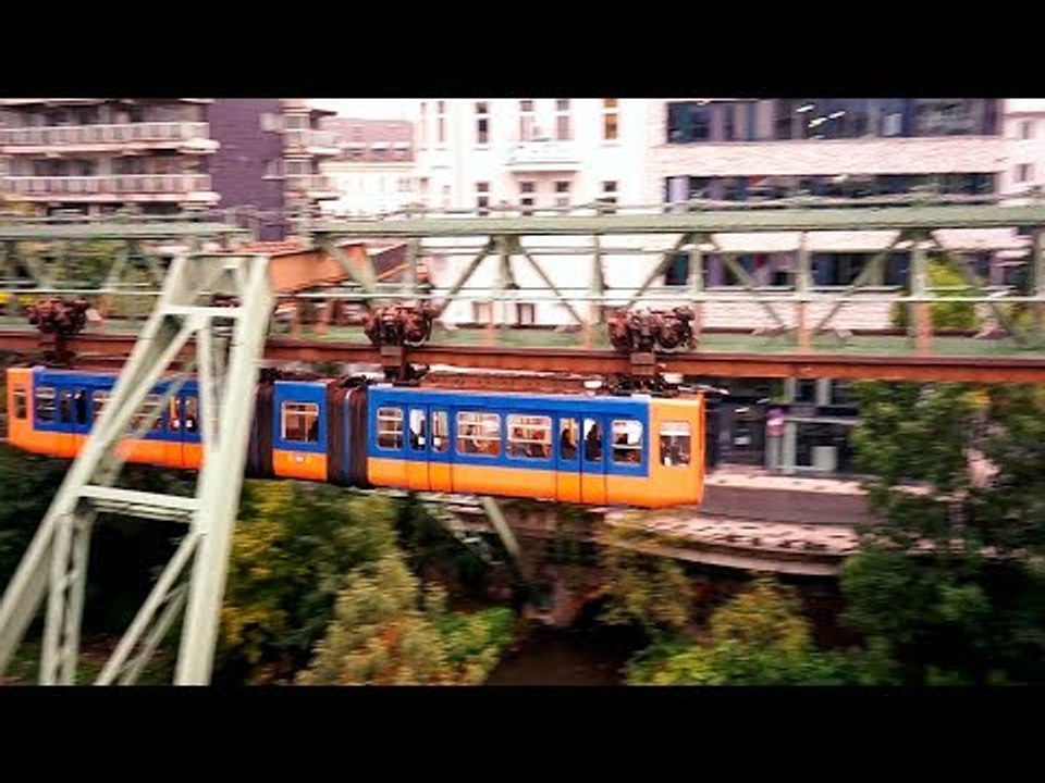The Unique Suspension Train in Wuppertal, Germany. Floating Up High! The Upside Down  Railway Train