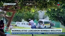 Normalistas lanzan bombas molotov al 27 Batallón de Infantería en Iguala