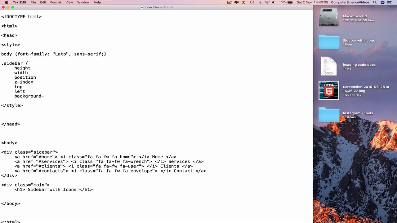 How to CODE a Sidebar Navigation Menu with Icons Using HTML5 & CSS3 | New
