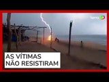Vídeo mostra momento em que duas pessoas são atingidas por raio em praia no México