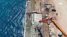 تصوير جوي لأعمال تنفيذ المحطة متعددة الأغراض بميناء سفاجا ضمن خطة تنفيذ ميناء سفاجا الكبير