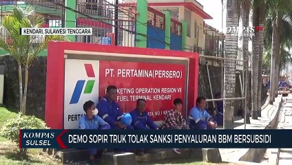 Demo Sopir Truk Tolak Sanksi Penyaluran BBM Bersubsidi