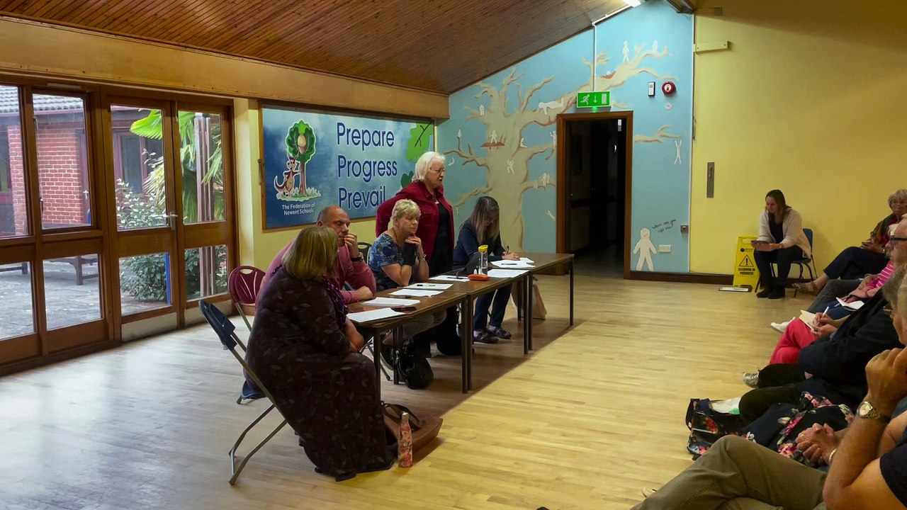 Cllr Gill Moseley on current planning process at meeting to discuss 375 homes plan for Newent